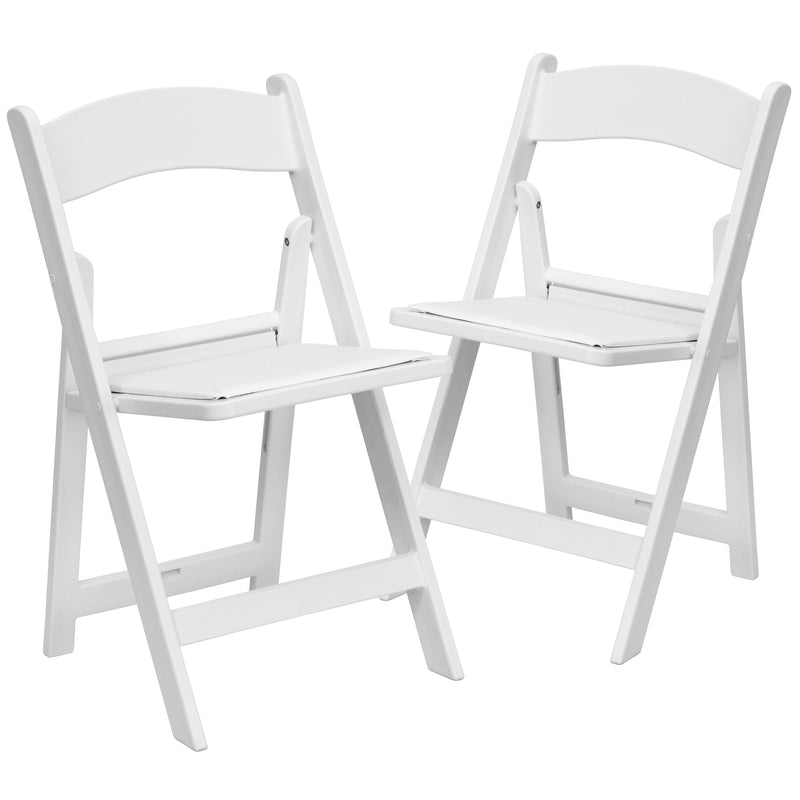 SINGLEWAVE™ Folding Chair - White Resin - 2 Pack 1000LB Weight Capacity Comfortable Event Chair - Light Weight Folding Chair