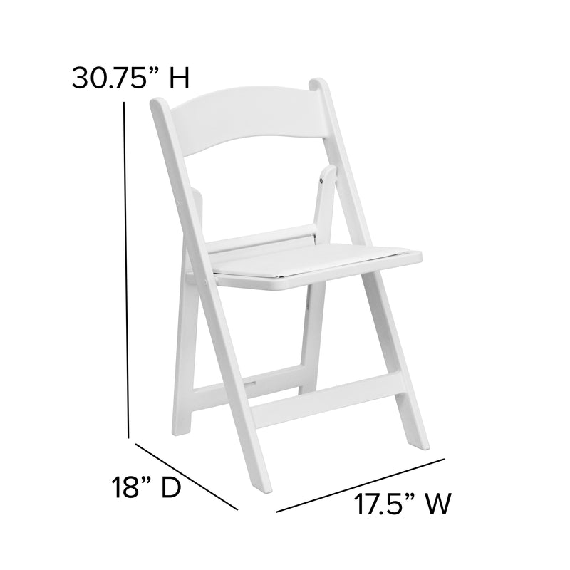 SINGLEWAVE™ Folding Chair - White Resin - 2 Pack 1000LB Weight Capacity Comfortable Event Chair - Light Weight Folding Chair