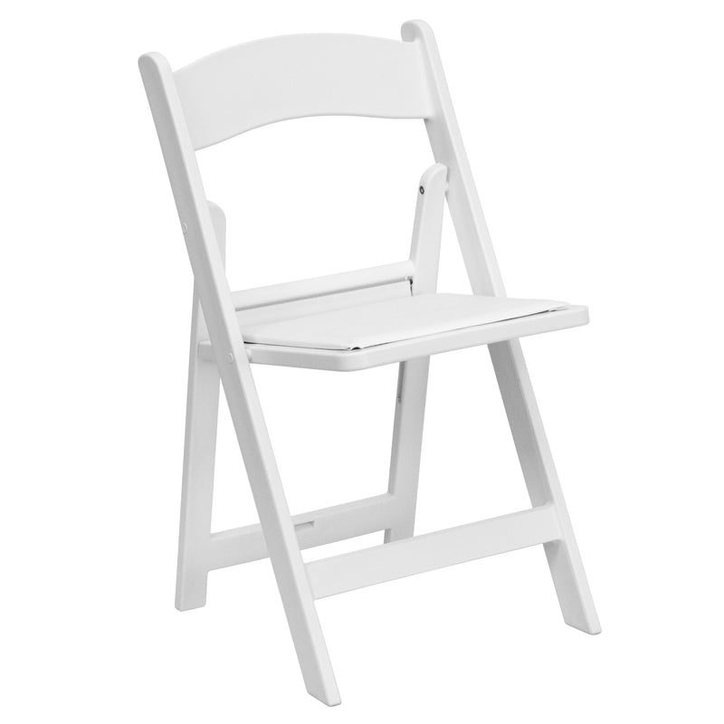 SINGLEWAVE™ Folding Chair - White Resin - 2 Pack 1000LB Weight Capacity Comfortable Event Chair - Light Weight Folding Chair