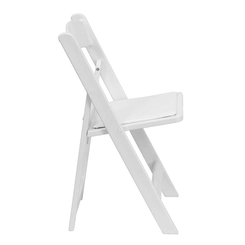 SINGLEWAVE™ Folding Chair - White Resin - 2 Pack 1000LB Weight Capacity Comfortable Event Chair - Light Weight Folding Chair