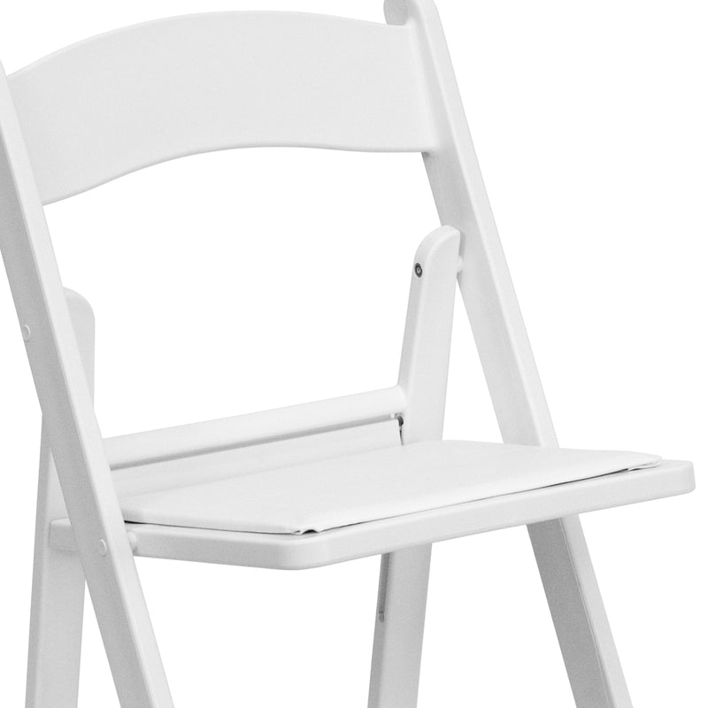 SINGLEWAVE™ Folding Chair - White Resin - 2 Pack 1000LB Weight Capacity Comfortable Event Chair - Light Weight Folding Chair