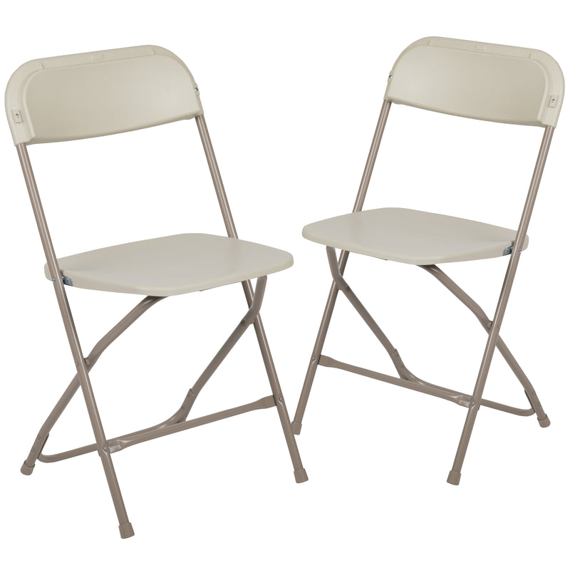 SINGLEWAVE™ Series Plastic Folding Chair - Beige - 2 Pack 650LB Weight Capacity Comfortable Event Chair-Lightweight Folding Chair