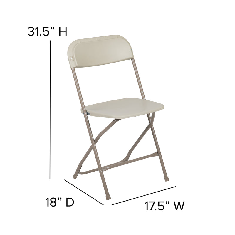 SINGLEWAVE™ Series Plastic Folding Chair - Beige - 2 Pack 650LB Weight Capacity Comfortable Event Chair-Lightweight Folding Chair