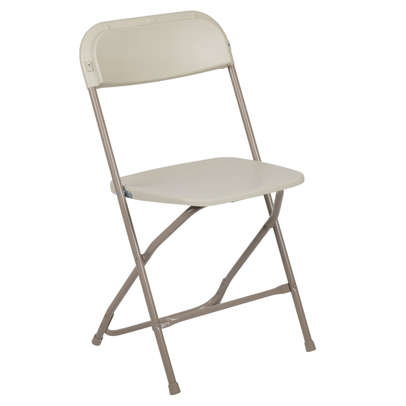 SINGLEWAVE™ Series Plastic Folding Chair - Beige - 2 Pack 650LB Weight Capacity Comfortable Event Chair-Lightweight Folding Chair