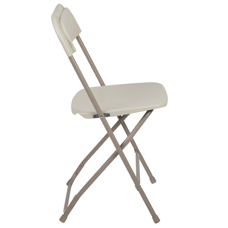 SINGLEWAVE™ Series Plastic Folding Chair - Beige - 2 Pack 650LB Weight Capacity Comfortable Event Chair-Lightweight Folding Chair