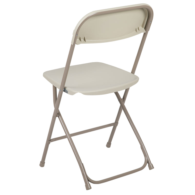 SINGLEWAVE™ Series Plastic Folding Chair - Beige - 2 Pack 650LB Weight Capacity Comfortable Event Chair-Lightweight Folding Chair