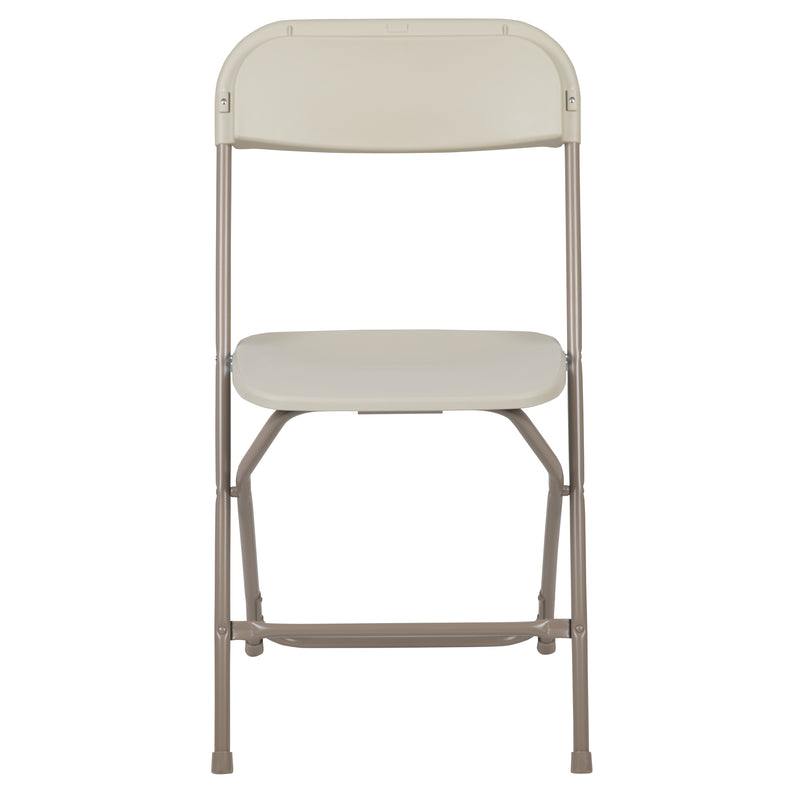 SINGLEWAVE™ Series Plastic Folding Chair - Beige - 2 Pack 650LB Weight Capacity Comfortable Event Chair-Lightweight Folding Chair