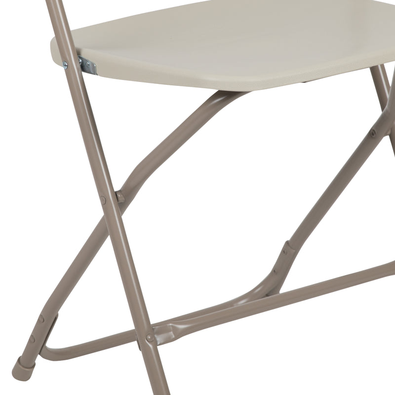 SINGLEWAVE™ Series Plastic Folding Chair - Beige - 2 Pack 650LB Weight Capacity Comfortable Event Chair-Lightweight Folding Chair