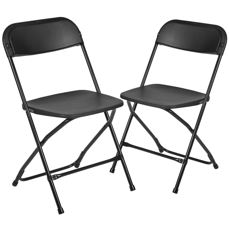 SINGLEWAVE™ Series Plastic Folding Chair - Black - 2 Pack 650LB Weight Capacity Comfortable Event Chair-Lightweight Folding Chair