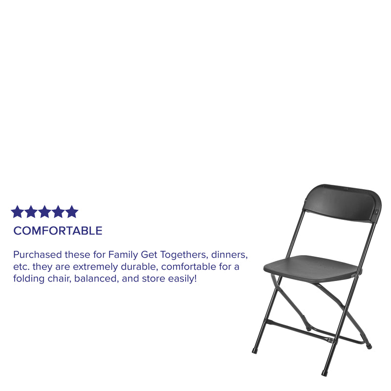 SINGLEWAVE™ Series Plastic Folding Chair - Black - 2 Pack 650LB Weight Capacity Comfortable Event Chair-Lightweight Folding Chair