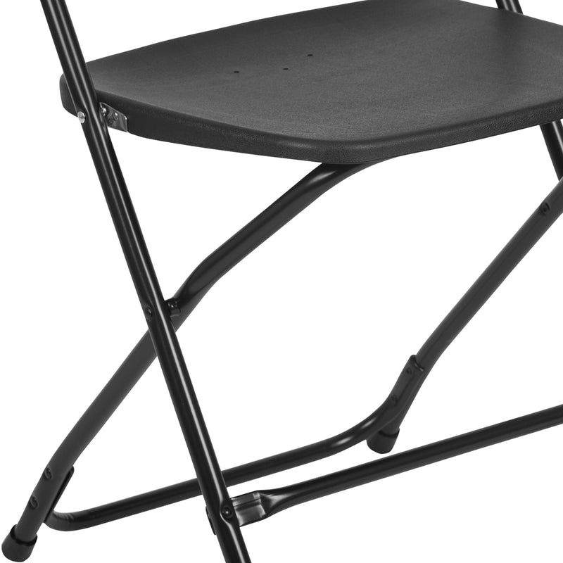 SINGLEWAVE™ Series Plastic Folding Chair - Black - 2 Pack 650LB Weight Capacity Comfortable Event Chair-Lightweight Folding Chair