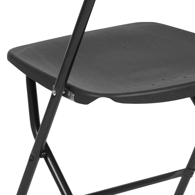 SINGLEWAVE™ Series Plastic Folding Chair - Black - 2 Pack 650LB Weight Capacity Comfortable Event Chair-Lightweight Folding Chair