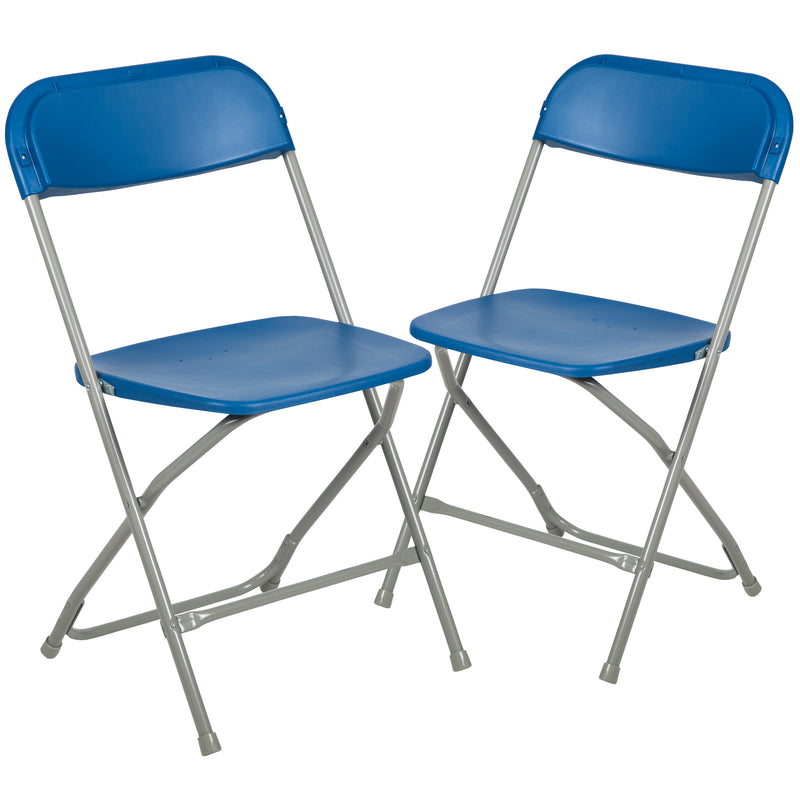 SINGLEWAVE™ Series Plastic Folding Chair - Blue - 2 Pack 650LB Weight Capacity Comfortable Event Chair-Lightweight Folding Chair