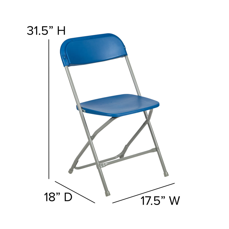 SINGLEWAVE™ Series Plastic Folding Chair - Blue - 2 Pack 650LB Weight Capacity Comfortable Event Chair-Lightweight Folding Chair