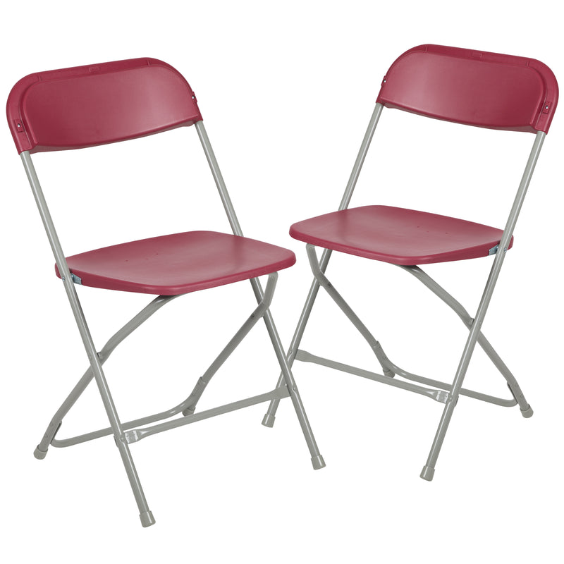 SINGLEWAVE™ Series Plastic Folding Chair - Red - 2 Pack 650LB Weight Capacity Comfortable Event Chair - Lightweight Folding Chair