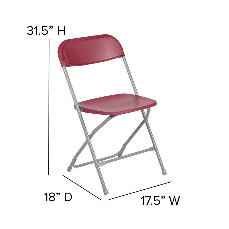 SINGLEWAVE™ Series Plastic Folding Chair - Red - 2 Pack 650LB Weight Capacity Comfortable Event Chair - Lightweight Folding Chair