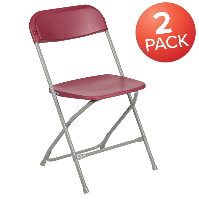 SINGLEWAVE™ Series Plastic Folding Chair - Red - 2 Pack 650LB Weight Capacity Comfortable Event Chair - Lightweight Folding Chair