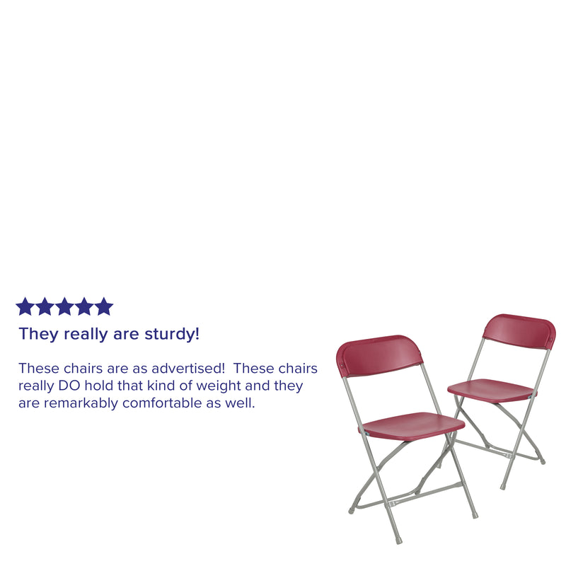 SINGLEWAVE™ Series Plastic Folding Chair - Red - 2 Pack 650LB Weight Capacity Comfortable Event Chair - Lightweight Folding Chair