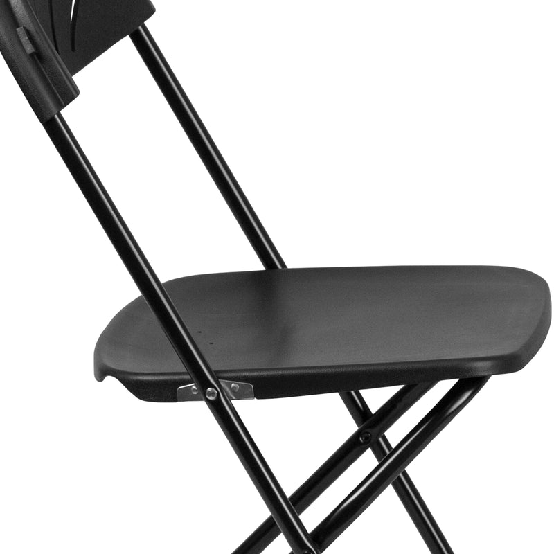 2 Pack SINGLEWAVE Series 650 lb. Capacity Black Plastic Fan Back Folding Chair