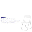 2 Pack SINGLEWAVE Series 500 lb. Capacity Heavy Duty White Plastic Folding Chair with Built-in Ganging Brackets