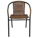 2 Pack Medium Brown Rattan Indoor-Outdoor Restaurant Stack Chair