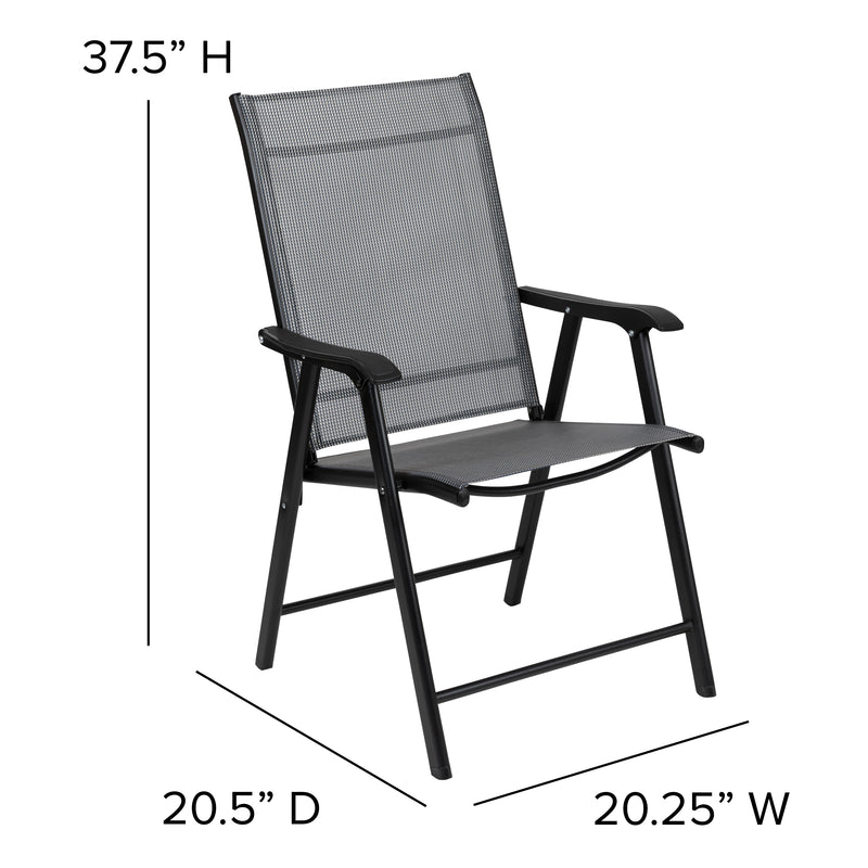 Black Outdoor Folding Patio Sling Chair (2 Pack)