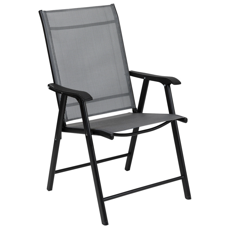 Black Outdoor Folding Patio Sling Chair (2 Pack)