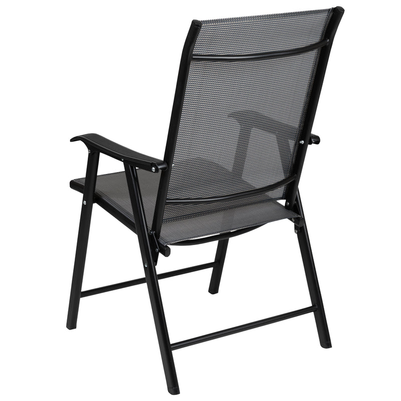 Black Outdoor Folding Patio Sling Chair (2 Pack)