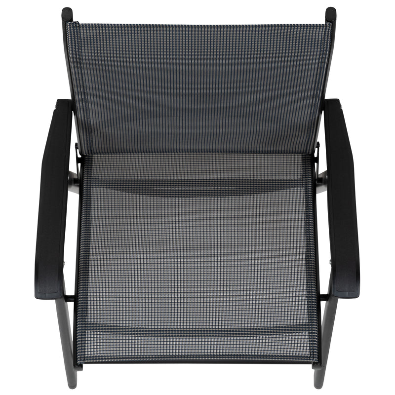 Black Outdoor Folding Patio Sling Chair (2 Pack)