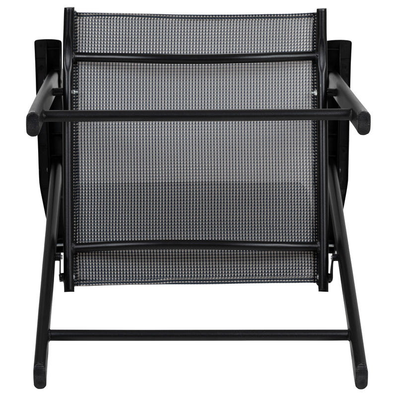 Black Outdoor Folding Patio Sling Chair (2 Pack)