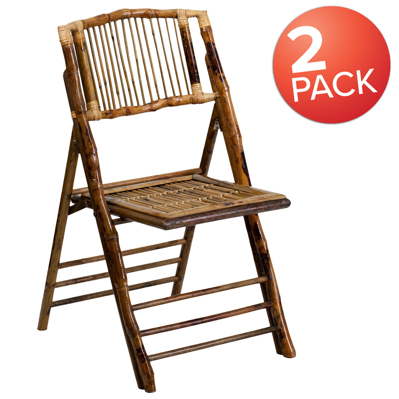 Bamboo Folding Chairs | Set of 2 Bamboo Wood Folding Chairs