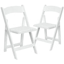 2 Pack SINGLEWAVE Series White Wood Folding Chair with Vinyl Padded Seat