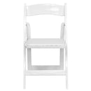 2 Pack SINGLEWAVE Series White Wood Folding Chair with Vinyl Padded Seat
