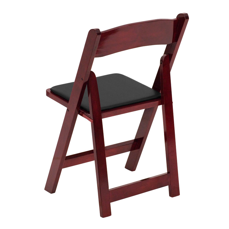 2 Pack SINGLEWAVE Series Mahogany Wood Folding Chair with Vinyl Padded Seat