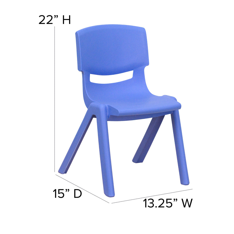 2 Pack Blue Plastic Stackable School Chair with 12" Seat Height