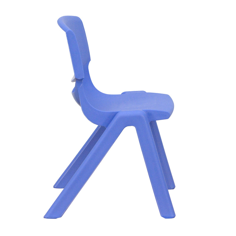 2 Pack Blue Plastic Stackable School Chair with 12" Seat Height