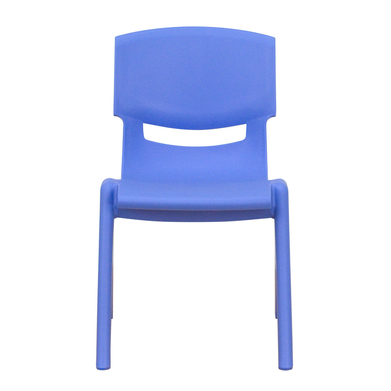 2 Pack Blue Plastic Stackable School Chair with 12" Seat Height