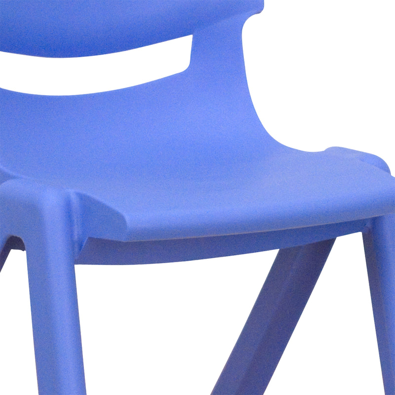 2 Pack Blue Plastic Stackable School Chair with 12" Seat Height