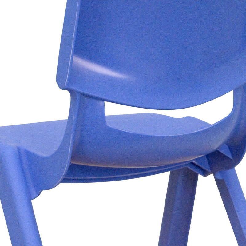 2 Pack Blue Plastic Stackable School Chair with 12" Seat Height