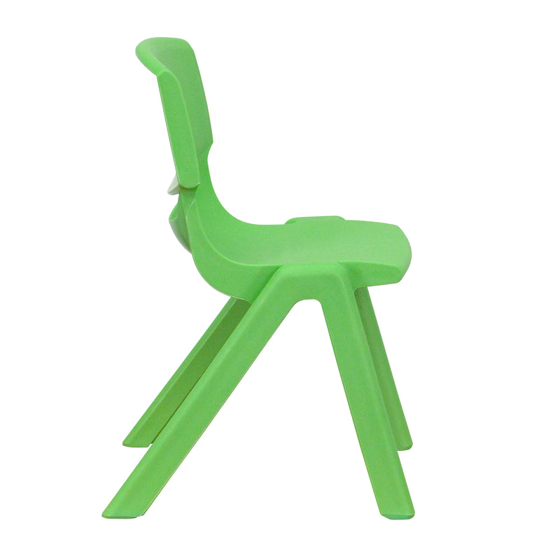 2 Pack Green Plastic Stackable School Chair with 12" Seat Height