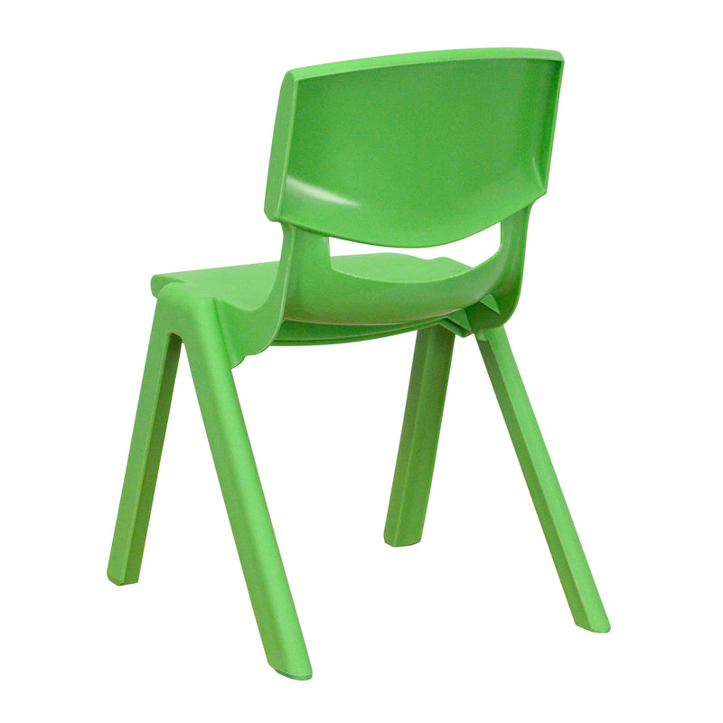 2 Pack Green Plastic Stackable School Chair with 12" Seat Height