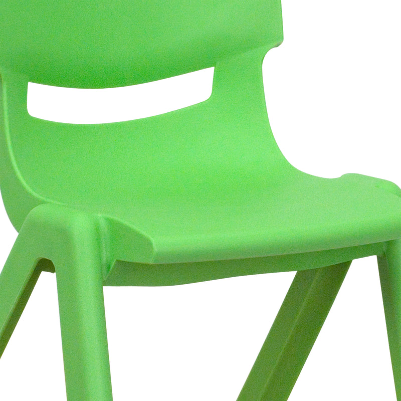 2 Pack Green Plastic Stackable School Chair with 12" Seat Height