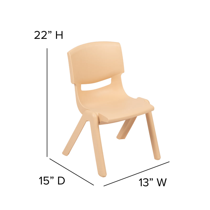 2 Pack Natural Plastic Stackable School Chair with 12" Seat Height