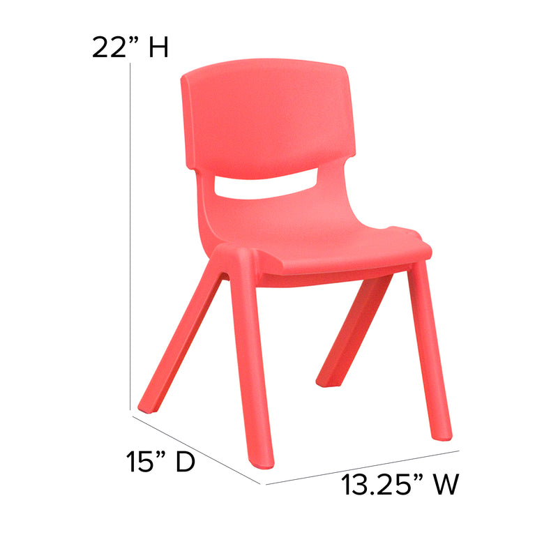 2 Pack Red Plastic Stackable School Chair with 12" Seat Height