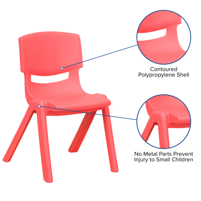 2 Pack Red Plastic Stackable School Chair with 12" Seat Height