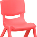2 Pack Red Plastic Stackable School Chair with 12" Seat Height