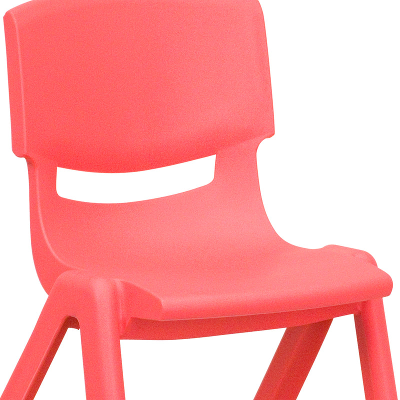 2 Pack Red Plastic Stackable School Chair with 12" Seat Height