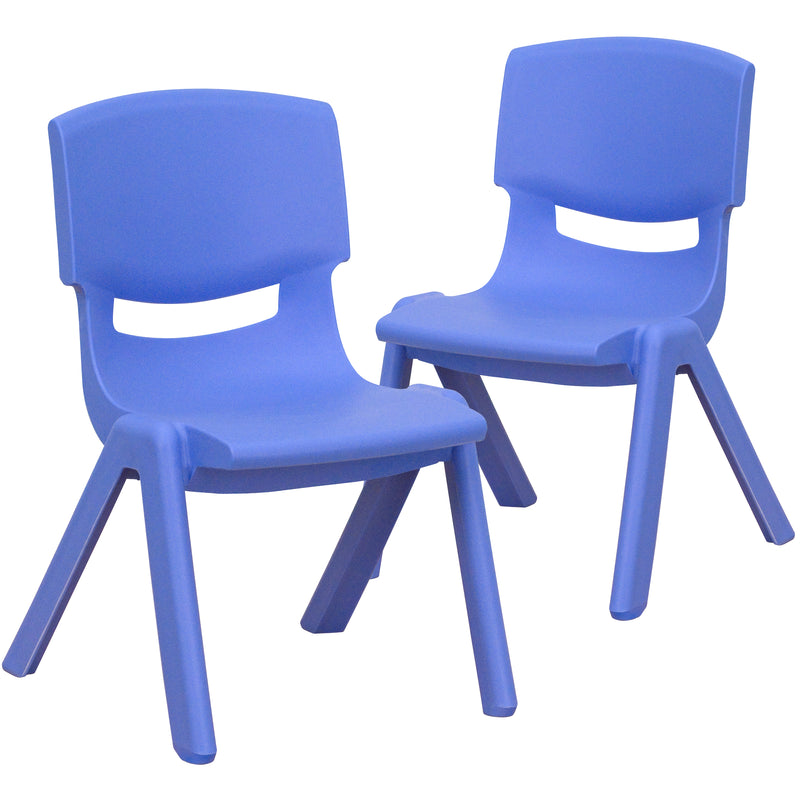 2 Pack Blue Plastic Stackable School Chair with 10.5'' Seat Height