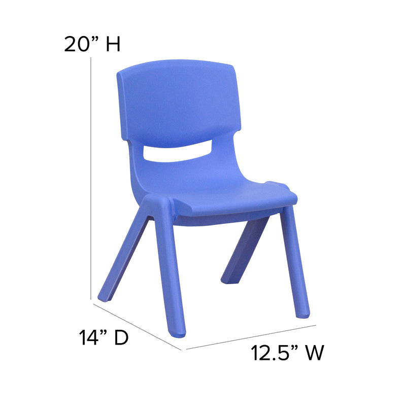 2 Pack Blue Plastic Stackable School Chair with 10.5'' Seat Height