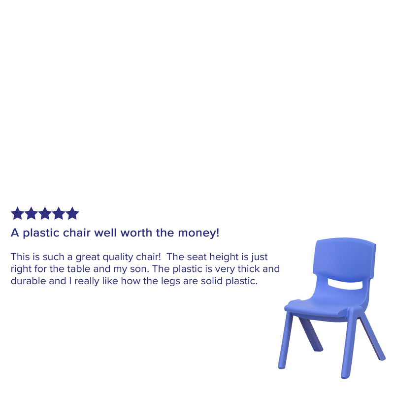 2 Pack Blue Plastic Stackable School Chair with 10.5'' Seat Height